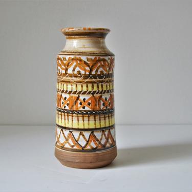 Vintage Hand Painted Vase in Beige, Brown, &amp; Orange by  Bitossi for Raymor 