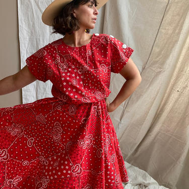 90s Red Bandana Dress 