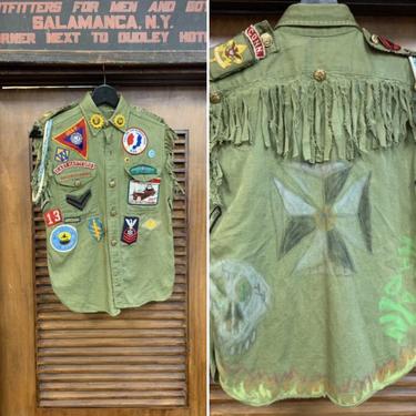 Vintage Boy Scout / Girl Scout Custom Punk Artwork Patch Shirt, Vintage Clothing, Vintage Punk, Patches, Buttons, Vintage Boy Scout 