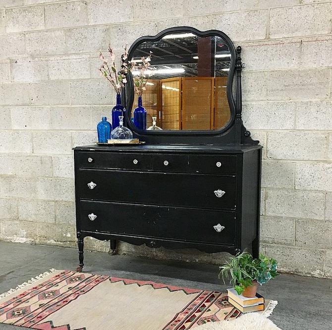 Local Pickup Only Vintage Dresser Retro 1940s Painted Black Carved