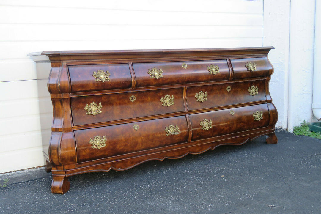 Burl Wood Bombay Long Dresser Bathroom Vanity by Drexel Heritage 1524