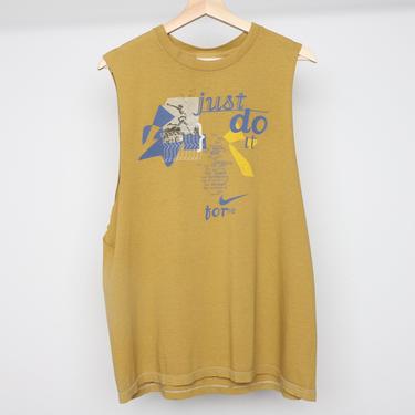 vintage NIKE 90s y2k yellow chamisa brown &amp;quot;Just Do It&amp;quot; tank top -- size medium -- made in the USA 