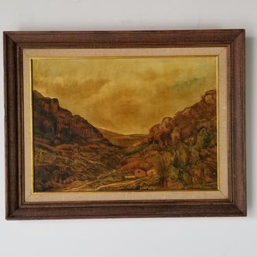 Vintage Landscape Canyon Abstract Painting by Gonzalo. 