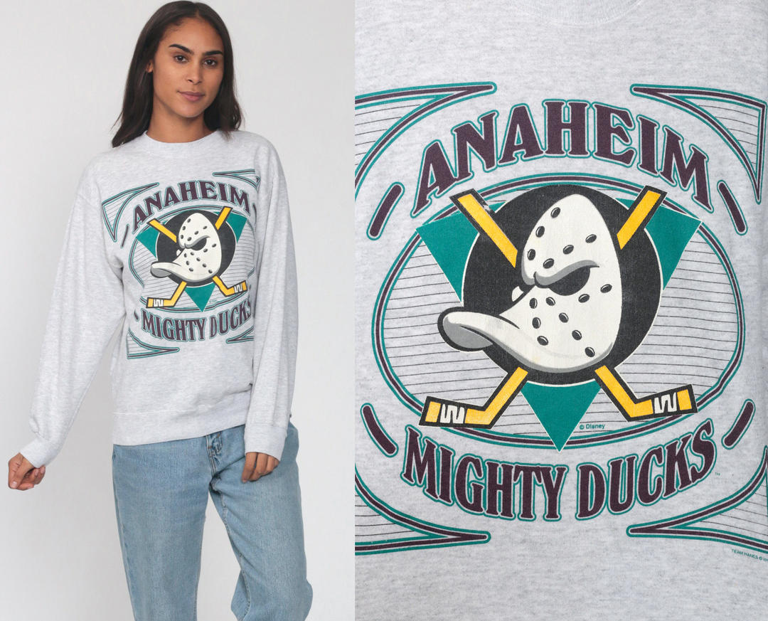 Anaheim Mighty Ducks Hockey Vintage 90s Sweatshirt - Trends Bedding