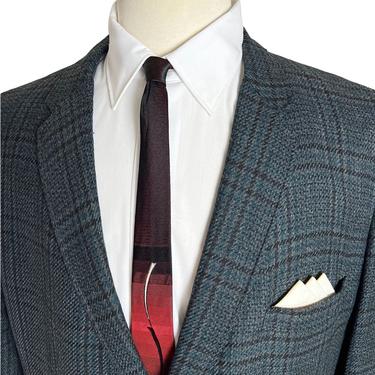 Vintage 1960s Wool TWEED Sack Sport Coat ~ 44 to 46 ~ jacket / blazer  ~ Glen Plaid ~ Preppy / Ivy Style / Trad 