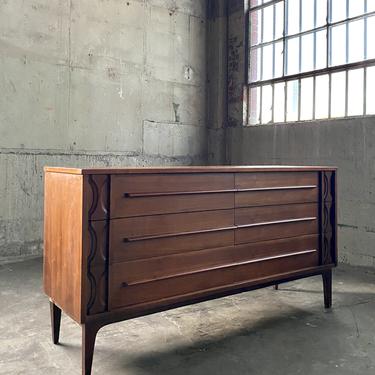 VintageVintage Mid-Century Six Drawer Dresser with Rosewood Accents