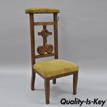 Antique Carved Oak Wood Prie Dieu Kneeling Kneeler Prayer Chair Quality is Key Philadelphia