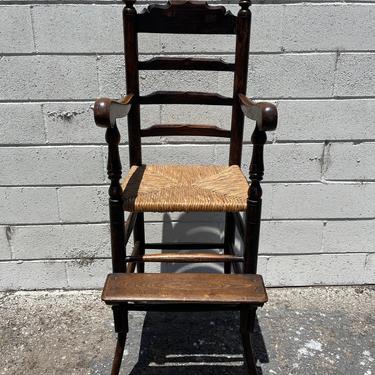 Antique Rustic High Chair Primitive Children Kids Furniture Shabby Chic Farmhouse Chair Seating Desk Chair Midcentury Retro Wood Rustic 