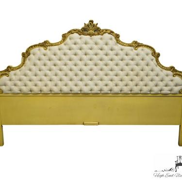 Antique Vintage Louis XVI French Provincial Tufted Upholstered King Size Headboard 