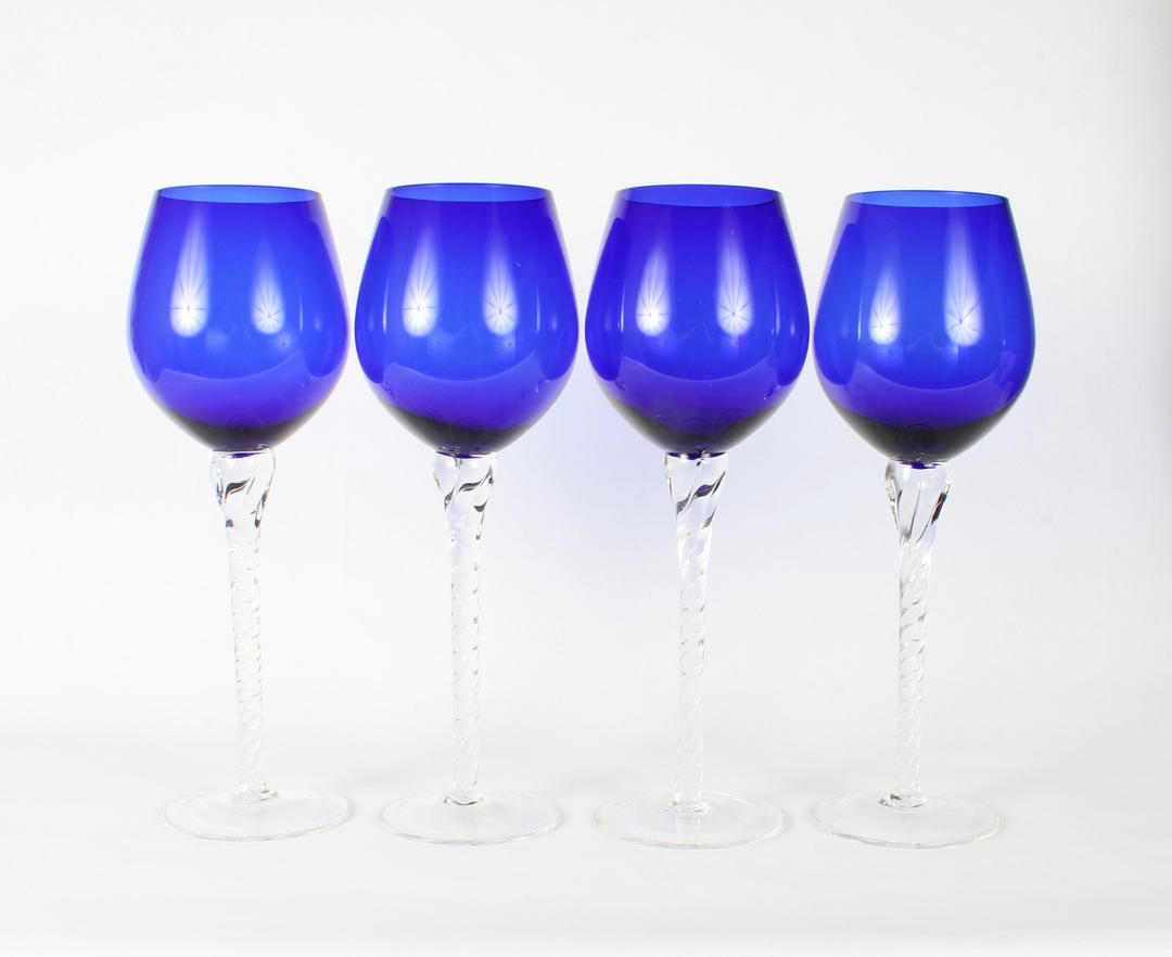 Cristal Cobalt Blue Glassware Vintage Glassware Wine Glasses Wine Goblets 1882 Blue 4385