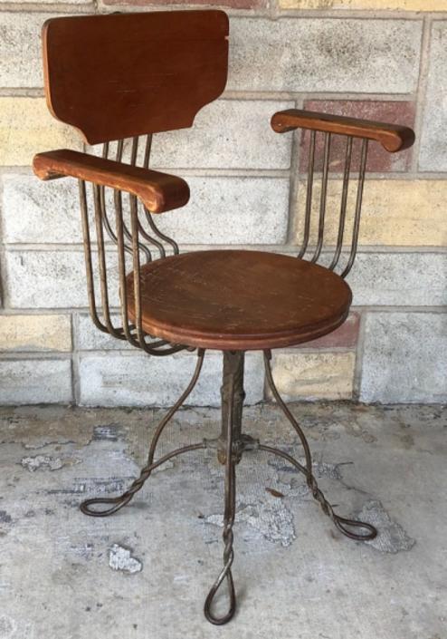 Early Modernist Machine Age Twisted Metal Office Chair Ice Cream Parlor Style