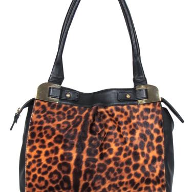 Paolo Masi - Brown &amp; Black Calf Hair &amp; Leather Leopard Print Shoulder Bag