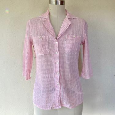 1960s Indian pink cotton gauze button up 