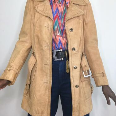 Vintage 70s Tan Genuine Suede Jacket