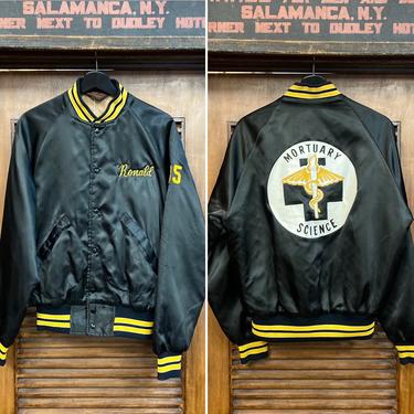 Vintage 1980’s Mortuary Science Bomber Jacket, 80’s Club Jacket, 80’s Bomber Jacket, 80’s Satin Jacket, Vintage Clothing 