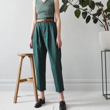 vintage forest green tapered cotton trousers, size M | Improv Goods ...