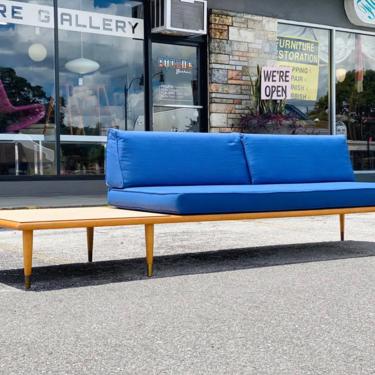 mid century Adrian Pearsall / George Nelson styled asymmetrical platform sofa 