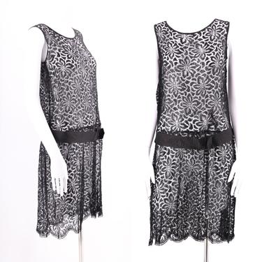 chinese dress ladies US Warehouse] Black 1920s Fringe Lace Flapper Dress