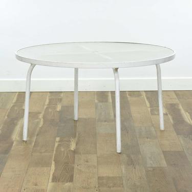 Vintage White Round Patio Table W Glass Top