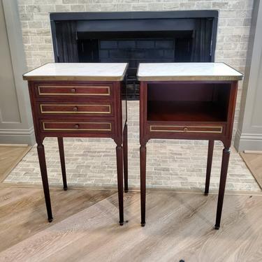 Vintage French Louis XVI Style End Table Nightstand Pair, Mid-Century 