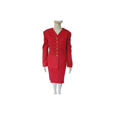 Louis Feraud Cyclamen Pink Easter Color Single Breasted Blazer Pencil Skirt Suit 