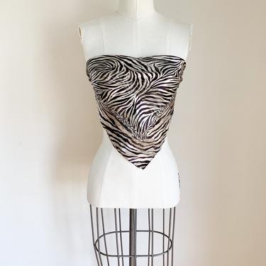 Vintage 2000s Oscar de la Renta Zebra Print  Silk Scarf 