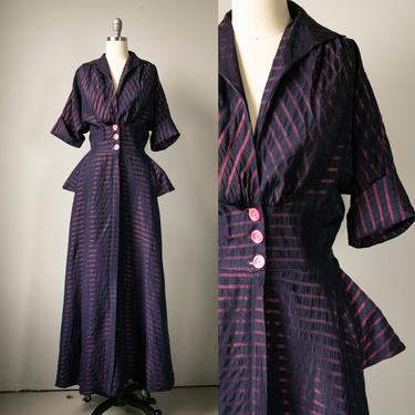 1940s Dressing Gown Taffeta House Dresss M 