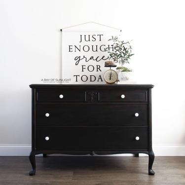 Black Painted Dresser - Chest of Drawers - Refinished Dresser - Painted Furniture - Rustic Black Dresser - Farmhouse Dresser - Entry Table 