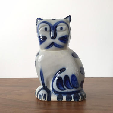 1994 Eldreth Pottery Salt-Glazed Pottery Cat Figurine 