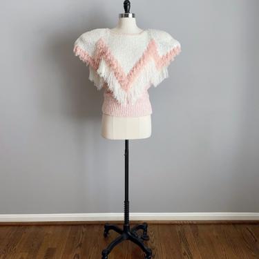 Vintage 80s Pink Fringe Sweater 