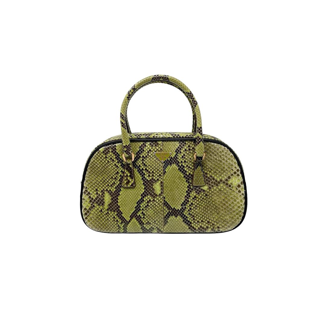 Leather Purse Neon Green Snakeskin Bag Prada Green Mini