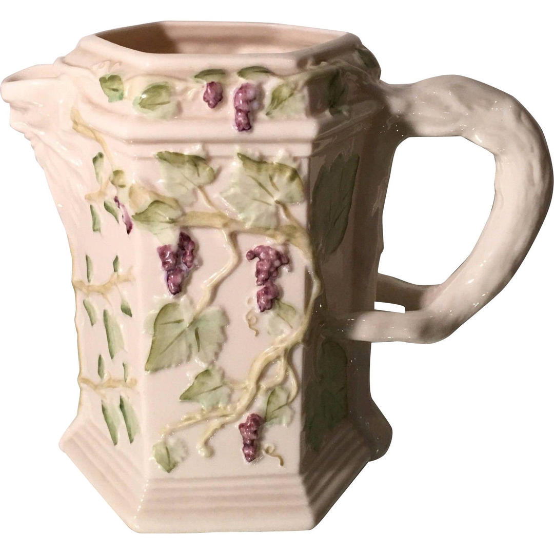 Vintage Belleek Bone China Grape and Vine Wine Jug Thrive Decor