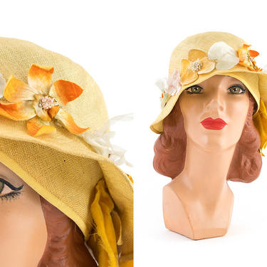 1960s hat, green straw cloche, Paris boutique, mod | Black  display picture 3