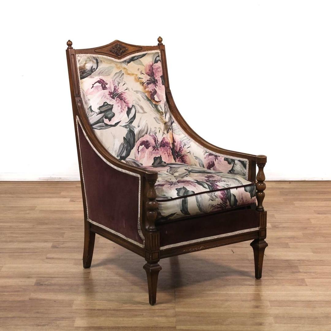 Carved Floral Armchair w/ Wood Frame 2 Loveseat (Los Angeles