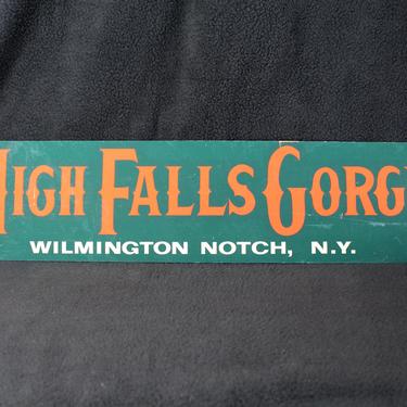 Vintage "High Falls Gorge" Sign - From Wilmington Notch, NY - Vintage Cardboard Sign - Vintage Adirondacks - National Parks 