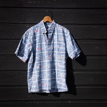 Vintage Reyn Spooner Hawaiian Shirt | Large Cotton 1920's Swim Shirt | Summer Beach Aloha Shirt Surf Polo 