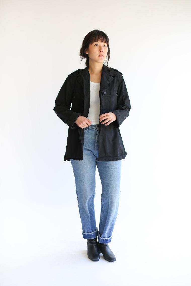 Vintage Black Herringbone Twill Army Jacket HBT Rawson Chicago, IL