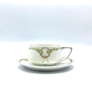 Vintage 1930s Rosenthal Donatello Tea Cup and Saucer Set, Briar Rose Pattern, Art Deco Era, Selb Bavaria Collectible Fine Bone China 