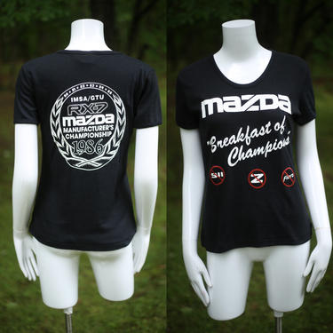80s MAZDA car vintage graphic t shirt L / vintage 1980s classic auto tee shirt 1986 