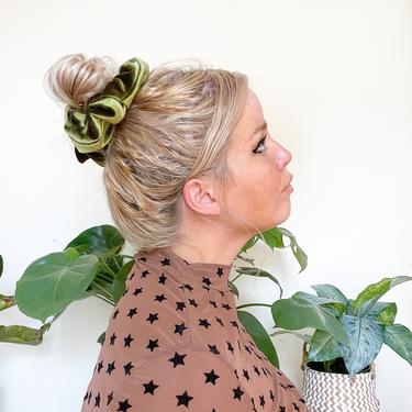 Giant Velvet Scrunchie  -  Fun Gift / Olive / Emerald / Autumn Fall  / Black / Gold  - Boho Workout hair extra large accessory 