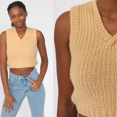 Tan sleeveless outlet sweater