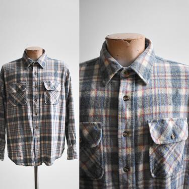 1980s Baby Blue Wool Plaid Flannel 