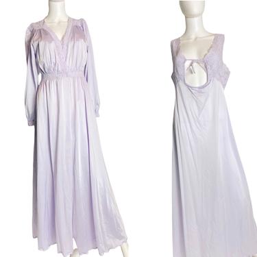 Vintage Lavender Shadowline Nightgown/Pegnoir Set 