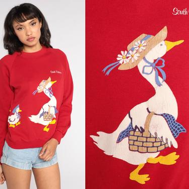 Goose Sweatshirt 80s South Dakota Sweatshirt Animal Sweatshirt Raglan Sleeve Kawaii Bird Jerzees Sweat Shirt Duck Vintage 1980s Red Small 