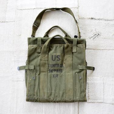 Vintage ww2 tentage repair kit bag heavy duty canvas material Stenciled Weekender Bag | WWII 