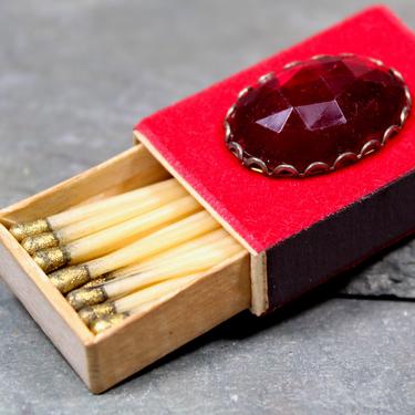 Vintage Art Deco Gold Tipped Matches - One Jeweled Miniature Matchbox by The Bucklers of Fifth Avenue - Long Glo Wax | FREE SHIPPING 