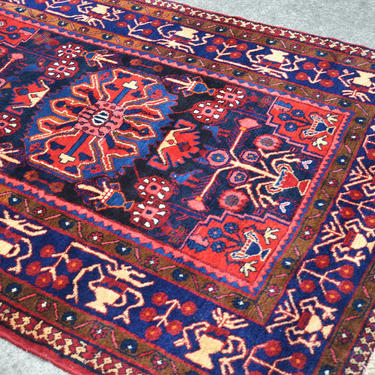 Vintage Hand Knotted Persian Tribal Style Area Rug with Center Medallion -  4' 5&quot; x  6' 4&quot; 