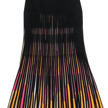 COS - Black Pleated Midi Knit Skirt w/ Multicolored Accents Sz XS