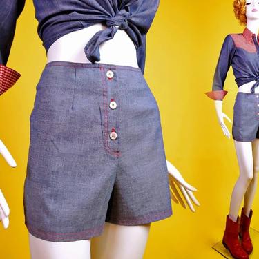 1960s chambray shorts by The Villiger. (Size S) 