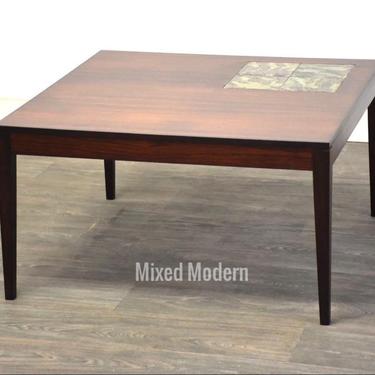 Rosewood &amp; Tile Square Coffee Table 